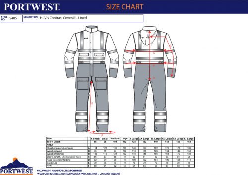 Combinezon Hi-Vis, captusit, galben/negru, regular, contrast, Portwest